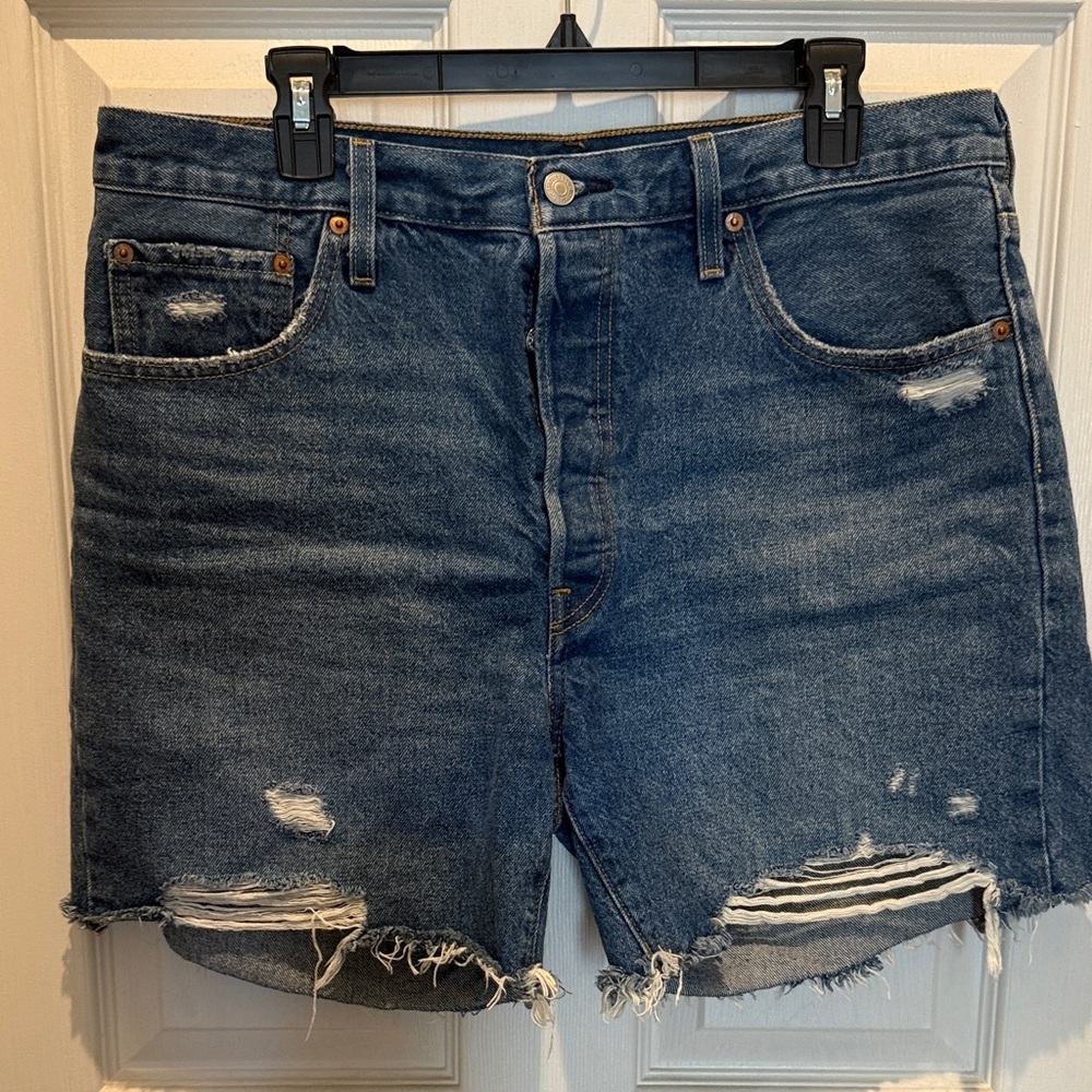 Levi's Blue Distressed Jean Shorts